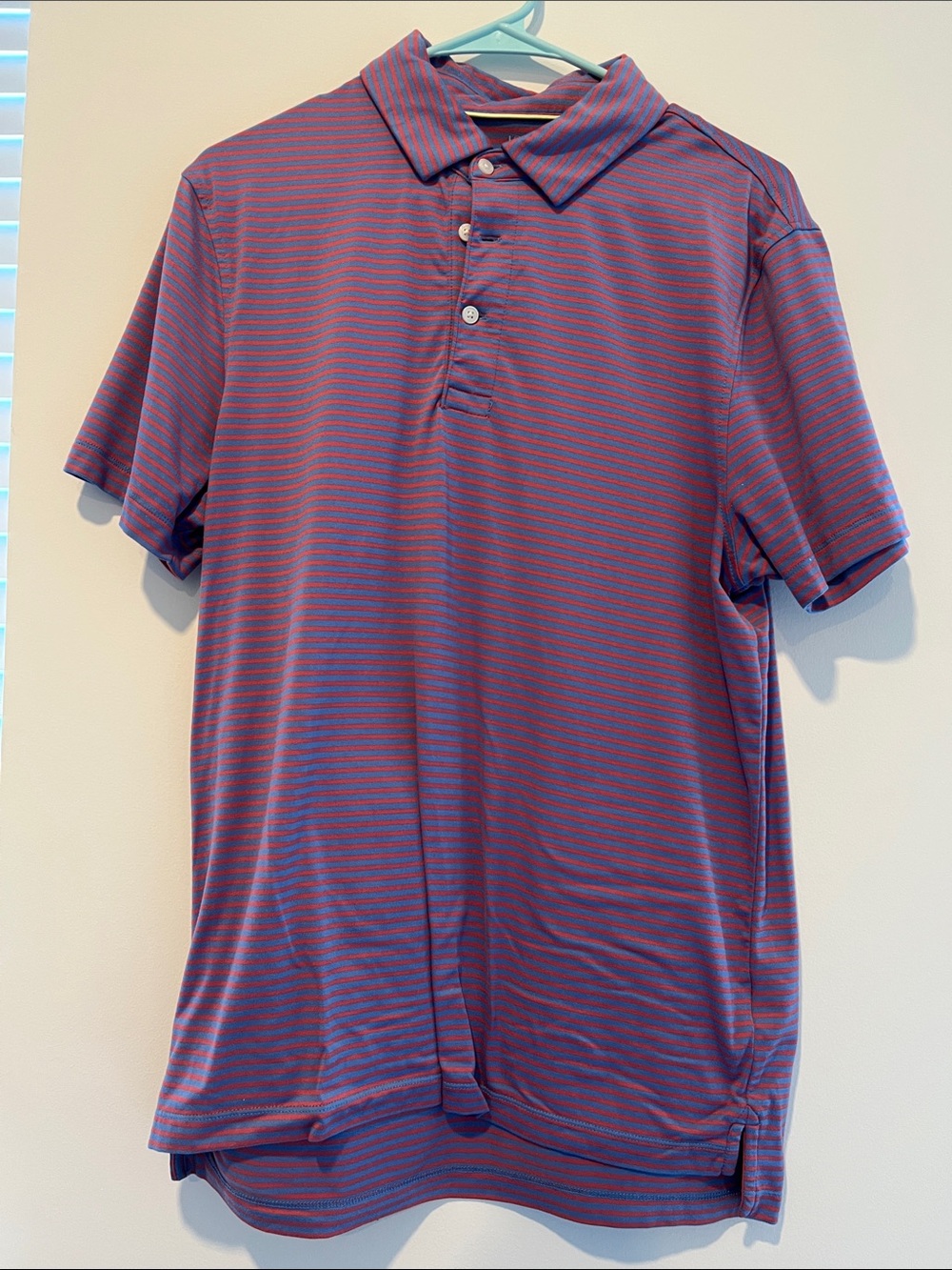 J. Crew Men's Red and Blue Striped Polo
